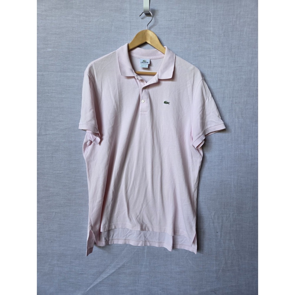 Lacoste Polo Shirt Mens 2XL Size 7 Pink Short Sleeve Cotton Logo Alligator